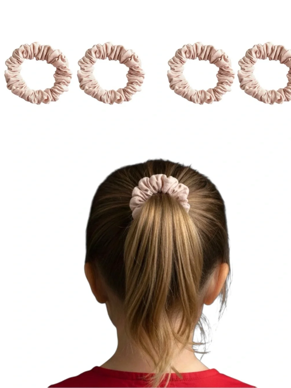 Soft Pale Pink Women's Scrunchie Hair Ties - Set of 4